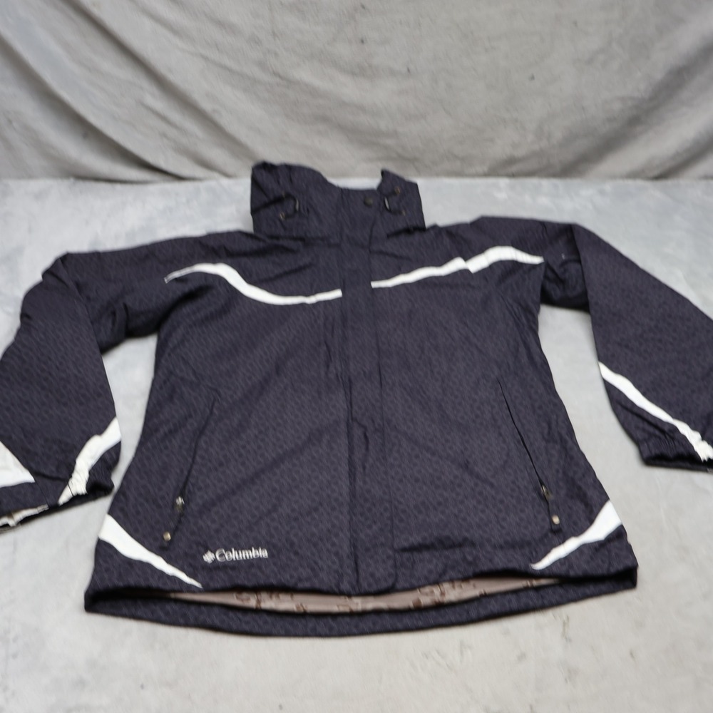 Columbia Jacket Womens Small Black Geometric Waterproof Snow Winter 3in1 Shell